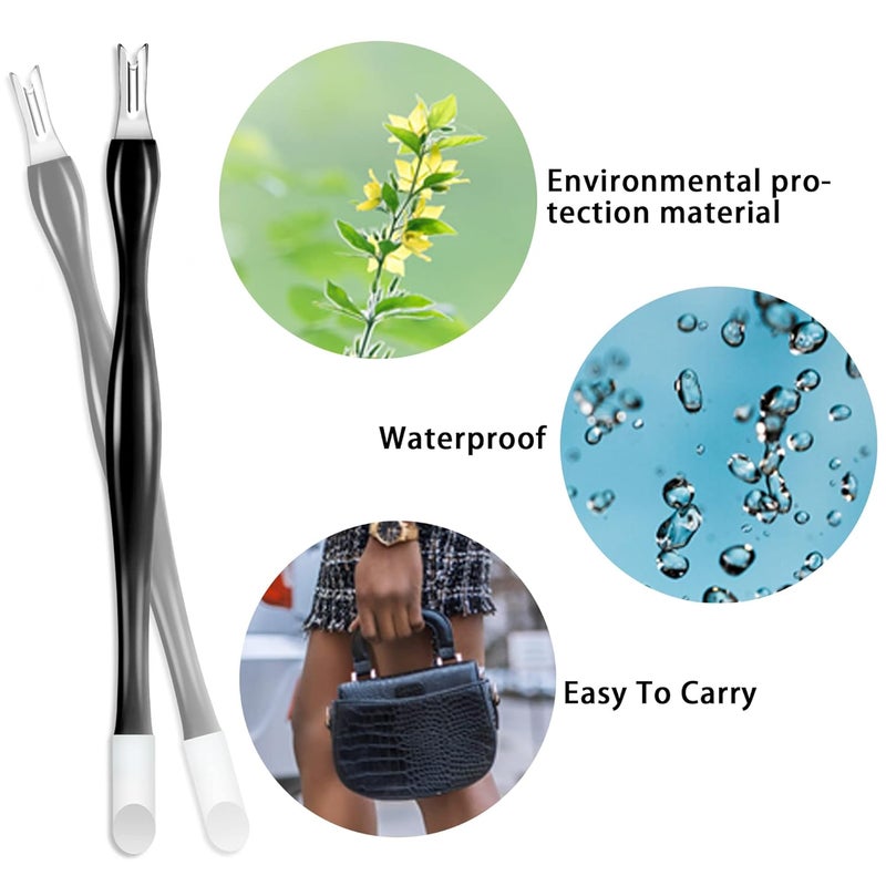 Allstarry 30 Pieces Nail Cuticle Trimmer Remover Rubber Nail Cleaner Double Head Dead Skin Cuticle Knife Removal Fork Plastic Handle Cuticle Pusher Nail art Tools for Girls Women and Men - Black - Image 2